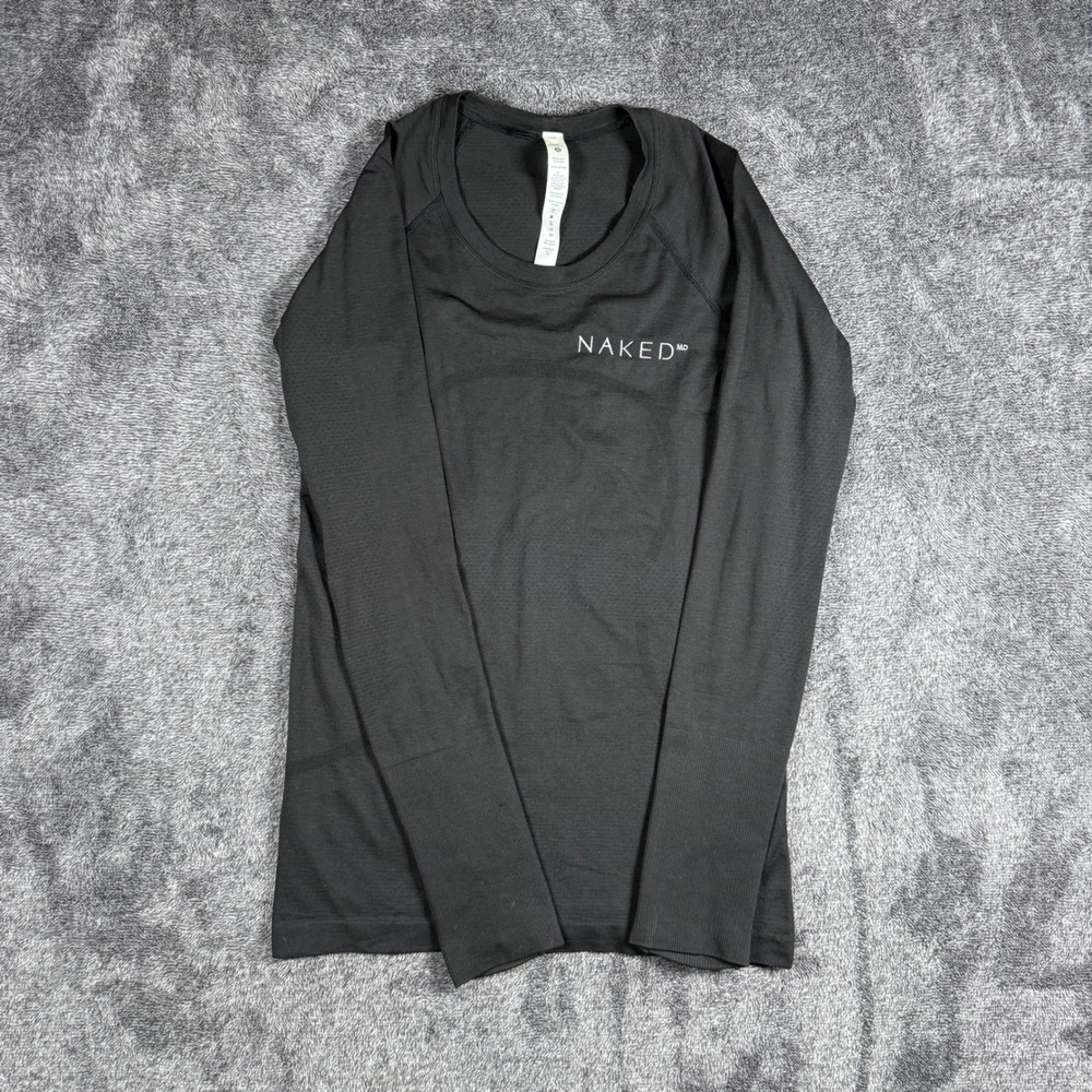 Lululemon Swiftly Tech Long Sleeve 2.0 Shirt Black Size 6 Naked MD Logo LW3DFKS